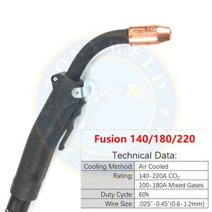 Tw Sinh Thái Fusion 140 180 220 250 Amp Mig Súng 10ft 12ft 15ft Dây Kích Thước 0.6-1.2Mm Làm Mát Bằng Không Khí Hàn Ngọn Đuốc Bán Buôn Sản Phẩm Bán - Product Image 3