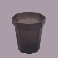 Top Taille 15.5cm Hauteur 18cm Transparent Petit Durable Octogonal En Plastique Pépinière Succulent Cactus Pot De Fleur