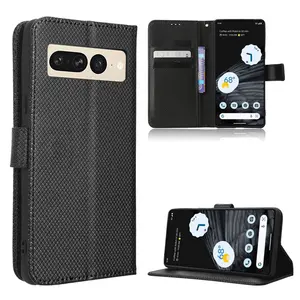 Luxury Diamond Pattern Skin Wallet PU Leather Case TPU Cover For Google Pixel 8 Pro Mobile phone case