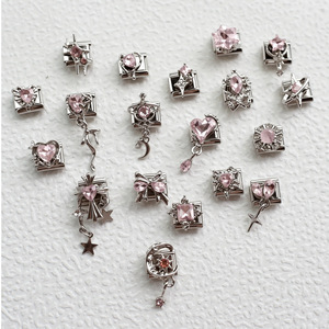 9mm 스테인리스 스틸 이탈리아 참 링크 모듈형 핑크 라인스톤 하트 별 십자가 팔찌 참 장식 액세서리 - Product Image 1