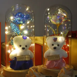 Dekorasi meja boneka lampu malam, kerajinan kaca hadiah romantis Hari Valentine 2024