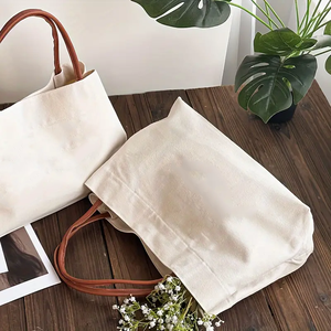 Sac fourre-tout en toile de coton de grande capacité avec logo imprimable Sac à main vierge avec motif de lettres - Product Image 5