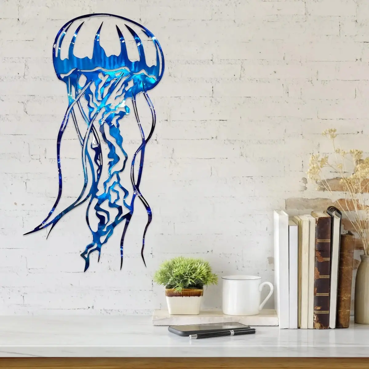 海のテーマ金属屋外庭の壁の芸術の装飾Jellfilsh Sailfish Turtle Metal Home Hanging Wall Sculptures Art Decor