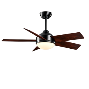 Ventilador de techo de 48 pulgadas con cinco aspas de aspecto de madera marrón y luz para dormitorios y salas de estar modernas. - Product Image 2