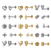 Anting-anting tusuk bibir lucu berbahan baja bedah 316L, model jari tengah, Monroe, Medusa, Helix, Tragus, untuk pria, ukuran 16G
