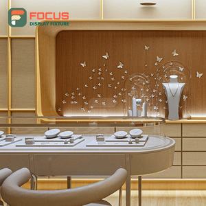 Vitrine de présentation de bijoux de luxe moderne en verre, bois et métal avec éclairage LED, vitrine haut de gamme pour boutique, présentation intérieure - Product Image 4