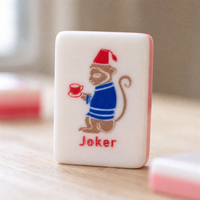 Tuiles de Mahjong américaines en acrylique rose délicat, motif singe Joker éclatant, ensemble de jeu de Mahjong pour la détente à domicile et cadeau de festival