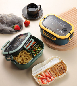 Large Capacity Plastic 40oz <b>Lunch</b> <b>Box</b> Microwave Safe Dual Tier All-in-One Bento <b>Box</b> Leak-Proof Heatable Freshness Preservation - Product Image 5