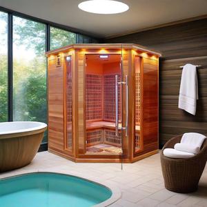 SS-450T Hiện Đại Điện 4-Người Xa Hồng Ngoại Vườn Phòng Tắm Hơi Truyền Thống Lạnh Plunge Bồn Tắm Tourmaline Đá Ngoài Trời Phòng Tắm Hơi - Product Image 6