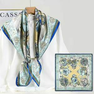 ผ้าพันคอไหมแ<span class=keywords><strong>ท</strong></span>้ 100% น้ำหนักเบา ขนาด 90x90 ซม. ลายพิมพ์ Paisley & Boho ขอบเย็บมือ พร้อมป้ายกำกับแบบกำหนดเอง ของขวัญสุดหรู - Product Image 3