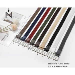 Cintura in Pelle Intrecciata Elastica Tinta Unita 3,5 Cm per Uomo e Donna, Cintura alla Moda - Product Image 3