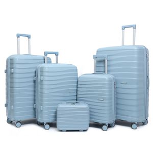 Lot <span class=keywords><strong>de</strong></span> <span class=keywords><strong>5</strong></span> <span class=keywords><strong>Valises</strong></span> <span class=keywords><strong>de</strong></span> Voyage Légères et <span class=keywords><strong>de</strong></span> Luxe, Matériau PP Classique et Simple, à Coque Rigide avec Serrure à Code - Product Image 1