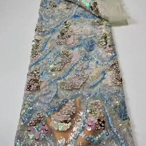 YZ最新スタイルアフリカレース生地メッシュ生地刺繍シルク刺繍レースアフリカスパンコールレース生地結婚式用 - Product Image 1