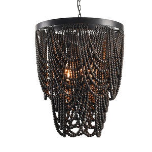 Lustre moderne en <span class=keywords><strong>bois</strong></span> de style américain avec <span class=keywords><strong>perles</strong></span> décoratives, grand lustre vintage en <span class=keywords><strong>bois</strong></span> pour loft - Product Image 4