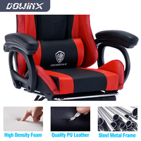 Chaise d'ordinateur ergonomique avec massage et repose-pieds Chaise de jeu inclinable pour adultes Chaise de jeu avec haut-parleurs et lumières LED