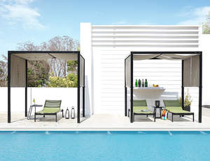 Lit en <span class=keywords><strong>aluminium</strong></span> <span class=keywords><strong>design</strong></span> <span class=keywords><strong>de</strong></span> luxe avec baldaquin Daylit d'extérieur avec baldaquin Chaise <span class=keywords><strong>de</strong></span> piscine transat pour complexe - Product Image 4