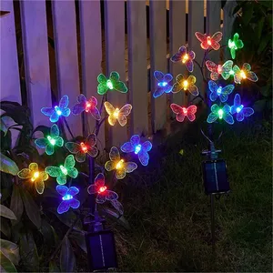 Luci colorate da giardino solari con acrilico 12led farfalla a energia solare a energia solare luci solari percorso all'aperto percorso esterno