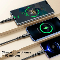 Données personnalisées 66W 1.2M Charge super rapide 4 pieds Micro 3 en 1 Câble de chargeur en nylon tressé Multi Usb Charge rapide 5A Type c Câbles