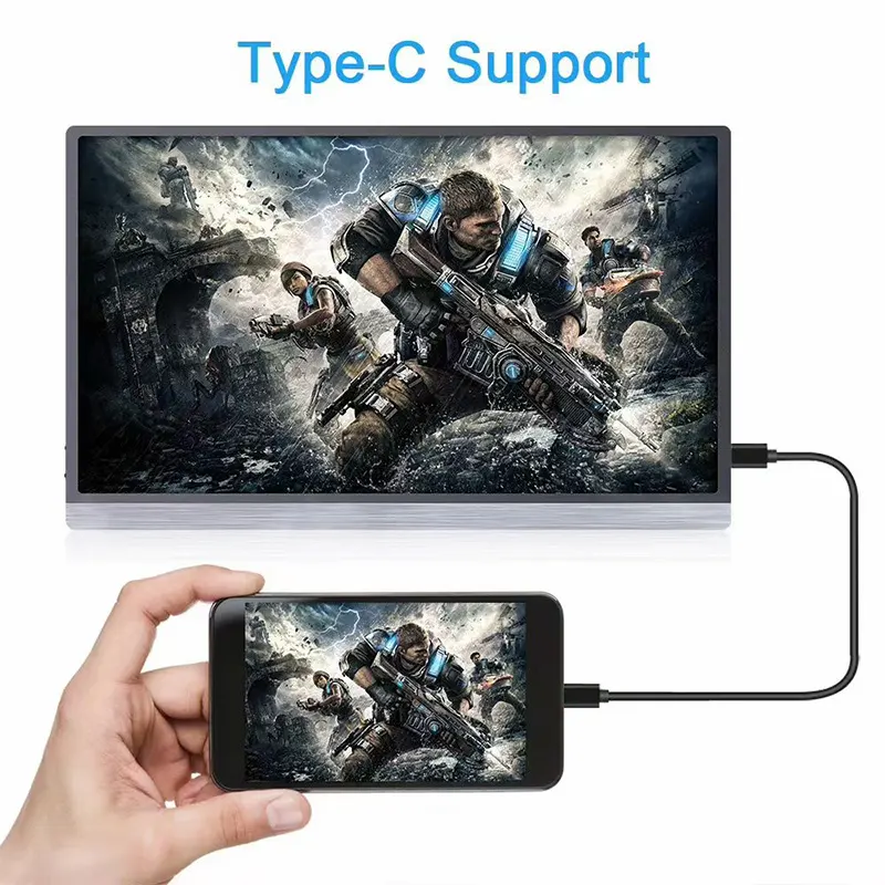 Layar Sentuh Portabel 4K 12.5 Inci, Layar Komputer IPS Layar Eksternal USB-C HD MI Bisnis Gaming dengan Smart Cover