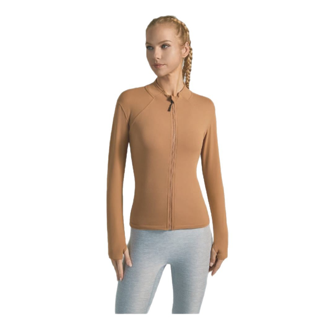 Women's Long-Sleeve Yoga Top with Quick-Drying Slim-Fit Non-Slip Zipper High Collar Fitness Sports Jacket