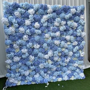 8X8 Roll up Blue <strong>Flower</strong> Panels Backdrop with Stand <strong>Artificial</strong> <strong>Hydrangea</strong> <strong>Flower</strong> Wall for Mall Window Events Decorations - Product Image 1