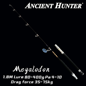 Canne à pêche en mer Ancient <span class=keywords><strong>Hunter</strong></span>, canne à pêche au trolling Megalodon, 1,8 m, jig 80-400 g, carbone 30T renforcé, conseils pour l'eau de mer - Product Image 2