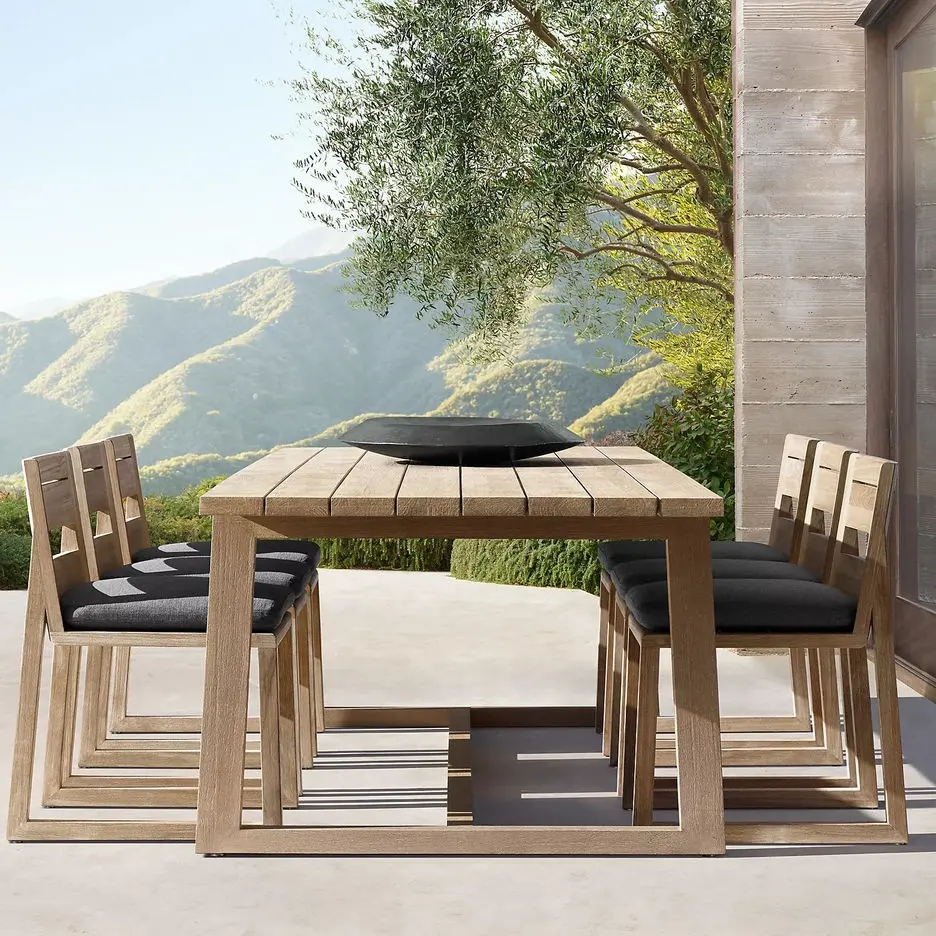 New Style Hotel Villa Garden Patio High End Outdoor Furniture Timber Teak Set Outdoor Wooden Dining Set