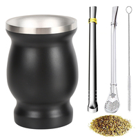 Vente flash : Tasse à yerba mate de 8 oz en acier inoxydable, mug à thé sous vide pour thé chaud, logo personnalisé, forme de petite gourde, gobelets à mate classiques