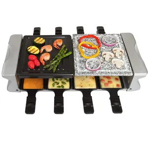 1500W Adjustable Electric BBQ Grill And Electric Raclette Grills With 8 Non-stick Grill Indoor Pan