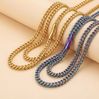 Chaîne Réversible en Acier Inoxydable 6mm avec Fermoir à Clip Hip Hop, Collier et Bracelet pour Homme en Acier Titane, Vente en Gros Usine, Personnalisable OEM ODM