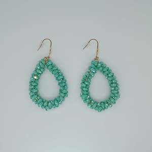 Boucles d'oreilles en forme de larme ornées de perles turquoise, plaquées or PVD, en acier inoxydable 316L, durables et résistantes, bijoux de mode - Product Image 1