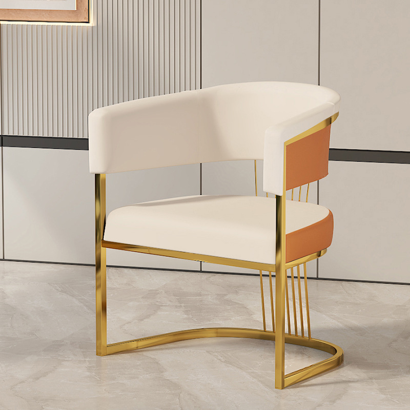 Creamy white and orange [Titanium chair frame with sponge]