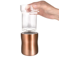 Refroidisseur de mixologie de conception hybride sans gel en verre à cocktail en acier inoxydable à double paroi isolé professionnel