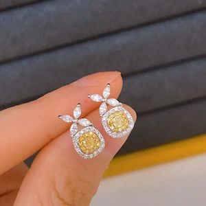 Pendientes de Diamantes Amarillos de 0.80CT con Corte Ojo de Caballo, Joyería de Oro Real de 18K Xinfly - Product Image 1