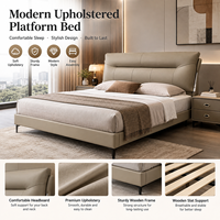 Cadre de lit rembourré moderne avec tête de lit en cuir, lit plateforme Queen/King Size pour mobilier de chambre