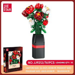 JIESTAR JJ9212 761PCS Série Fleurs Bouquet de Roses Vase Ornement Blocs de Construction Modèle Technique Jouet Éducatif Cadeau de Fête - Product Image 6