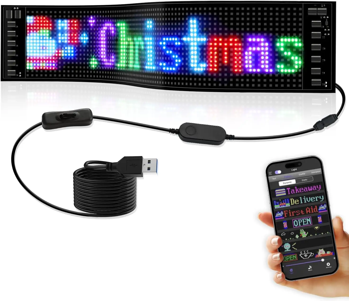 Mini esnek haddeleme ekranı RGB modülü led app programlanabilir elektronik işaretler
