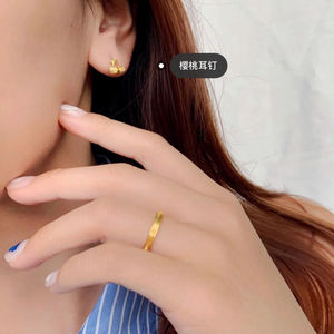 Zhoujia Gold Plated Stud Earrings Bow Cherry Four Leaf Clover Women Fashion Gift Jewelry Elegant Style Wholesale - Product Image 5