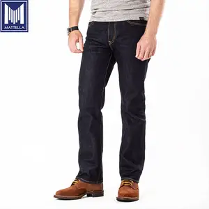 Essential de roupa japonesa u.s.a de 17oz, jeans de denim azul liso, corte 100% de algodão para homens