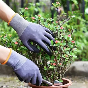 Sarung tangan pelindung tangan bekerja pengaman pegangan dilapisi industri nitril lateks taman tugas berat produsen untuk konstruksi kerja