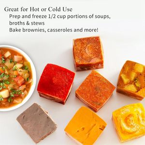 OEM ODM Silicone Lattice Lunch Box Fresh-keeping Food Storage Mold Silicone Soup <b>Cube</b> with Lid Quick Frozen & Easy to Release - Product Image 6