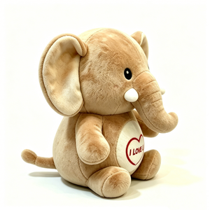 Customized <b>elephant</b> plush with love message embroidery, cute chubby <b>elephant</b> plush <b>gift</b> with red heart design - Product Image 4