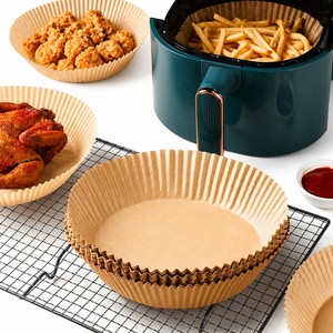 Papier sulfurisé rond brun jetable antiadhésif résistant à l'huile pour friteuse à air, four et rôtissage - Product Image 3