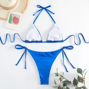 Nouvelle Tendance Maillot de Bain Femme 2 Pièces Sexy Bleu Basique : Soutien-Gorge Push-Up et String Triangle à Séchage Rapide - Product Image 4