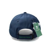 Casquette de baseball unisexe en polyester imperméable à 6 panneaux avec logo brodé personnalisé en lettres bleues, mode extérieure