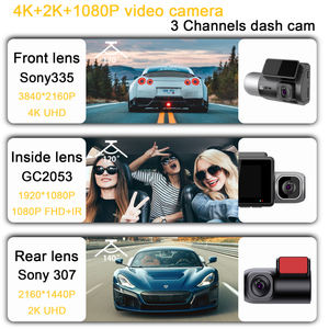 DVR mobil 4K <span class=keywords><strong>2</strong></span> inci, kamera dasbor 3 saluran 4K dengan Wi-Fi, sistem pemosisian Global, depan, belakang, dan Interior 4K 3 kamera - Product Image 5