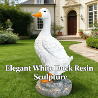Statue de canard blanc 29 cm en résine écologique, ornement fantaisie pour jardin et bureau, décoration extérieure pour cour, patio, maison MIYUE
