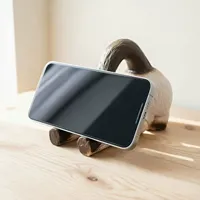 Support de téléphone portable en résine personnalisé en gros, motif chat endormi mignon, pour bureau et décoration de la maison