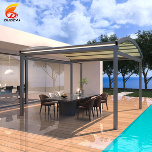 Auvent électrique pliable entièrement en aluminium avec éclairage LED, 10 niveaux de résistance au <span class=keywords><strong>vent</strong></span>, personnalisable pour les terrasses de villas - Product Image 3