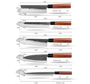 Cuchillo Santoku de Cocina Hecho a Mano de Acero con Alto Contenido de Carbono, Cuchillo para Sashimi, Juego de Cuchillos Japoneses con Mango de Madera - Product Image 1